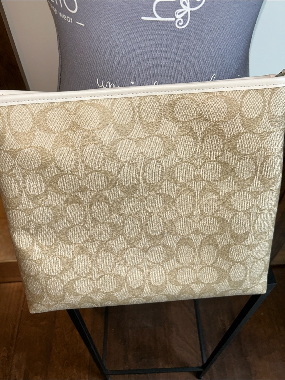 Coach Beige Signature Monogram Crossbody with White Trim - Picture 10 of 10